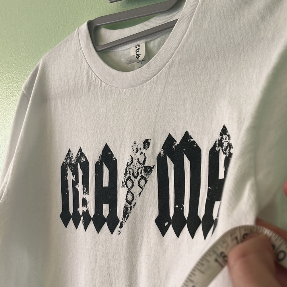 Tultex 202 MAMA Black & White Lightning Bolt Rock Look Graphic Print T-Shirt. M. - Picture 10 of 11